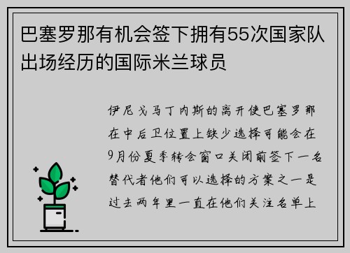巴塞罗那有机会签下拥有55次国家队出场经历的国际米兰球员