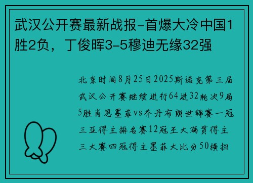 武汉公开赛最新战报-首爆大冷中国1胜2负，丁俊晖3-5穆迪无缘32强